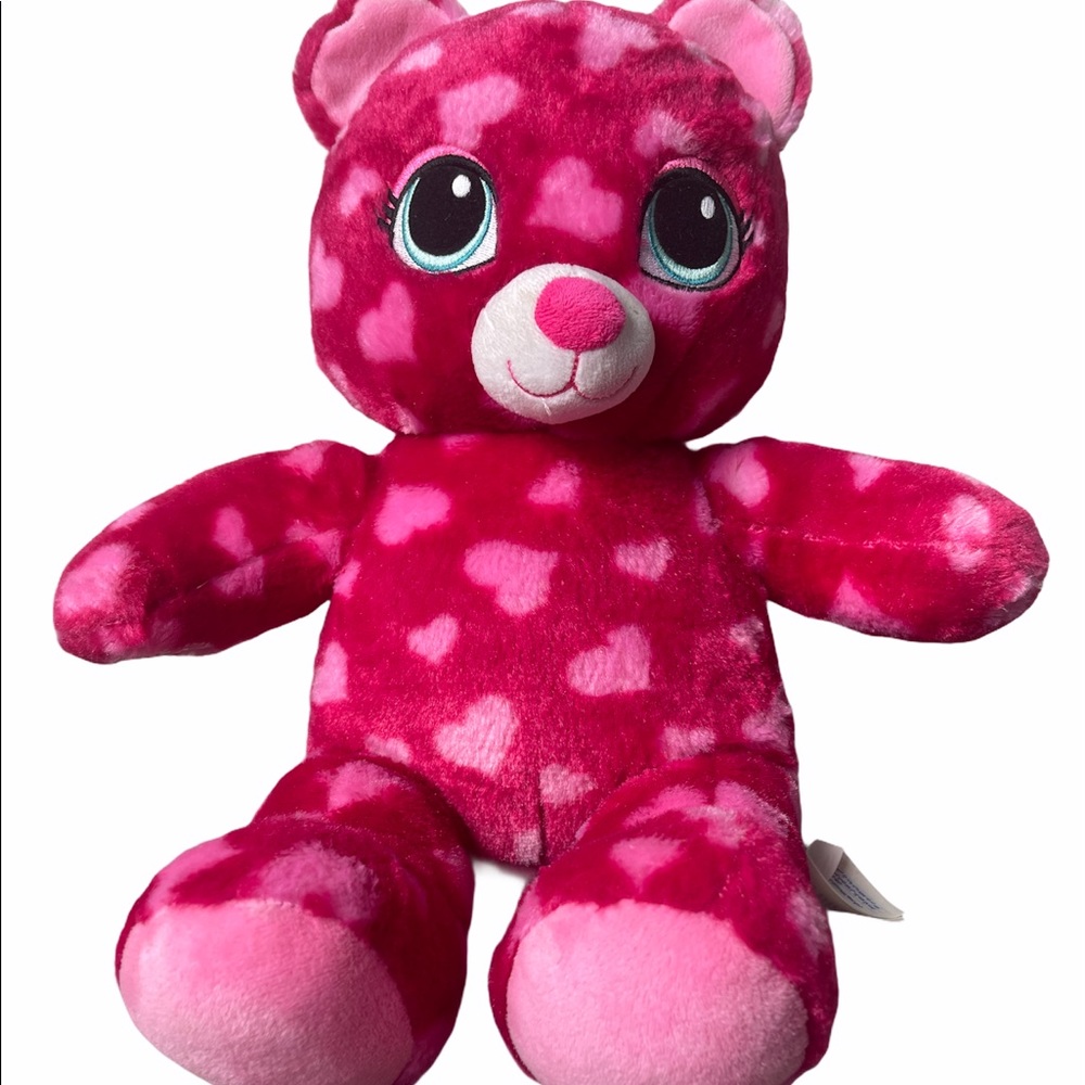 Build a Bear Workshop Red Pink Hearts Plush Toy.